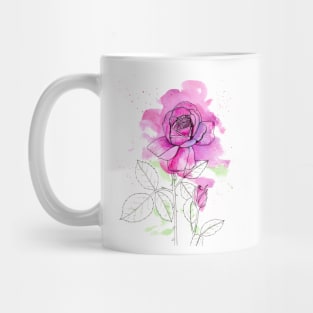 Modern Rose with Watercolor and Ink Mug